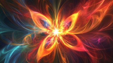 Dynamic and vibrant abstract art piece featuring fiery colors and intricate patterns, perfect for creative projects.