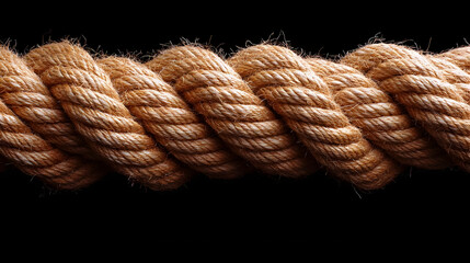 A close-up view of a twisted rope against a dark background.