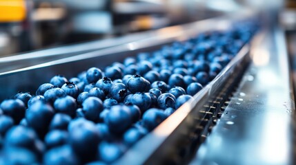 Fototapeta premium Blueberries on a Conveyor Belt