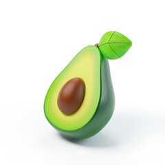 Avocado icon white background, 3D Rendering, isometric isolated on a white background