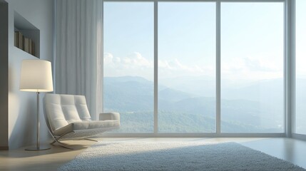 Fototapeta premium Modern Living Room Interior Design with Mountain View