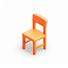 Chair icon white background, 3D Rendering, isometric isolated on a white background