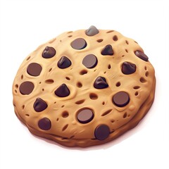 Fototapeta premium Cookie icon white background, 3D Rendering, isometric isolated on a white background