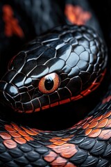 Fototapeta premium Close up of black and orange snake