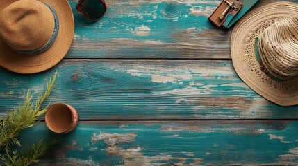 Summer Vibes: Relaxing Hat and Accessories Layout