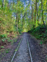 Solvay greenway on old railway tracks of Lieres coal mine, Siero, Asturias, Spain