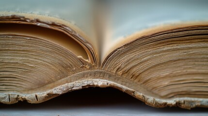 Close Up of an Old Book's Spine and Pages