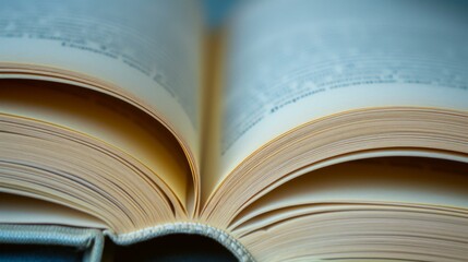 Close-Up of an Open Book: Pages and Spine