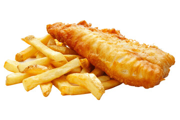 Gourmet fish and chips with seasoned batter isolated on transparent background © Dream Art Factory 