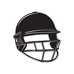 Fototapeta premium cricket helmet silhouette vector illustration on white background