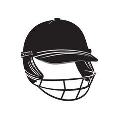 Fototapeta premium cricket helmet silhouette vector illustration on white background