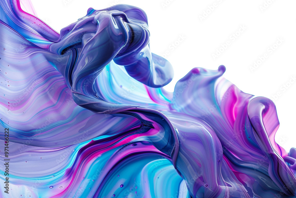 Wall mural expressive fluid abstract with dynamic movement isolated on transparent background