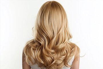Naklejka premium Blond wig, long wavy hair, on a white background