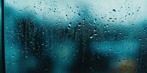 Obraz premium Solitary Raindrop: A Minimalist Depiction of Melancholy on a Window Pane