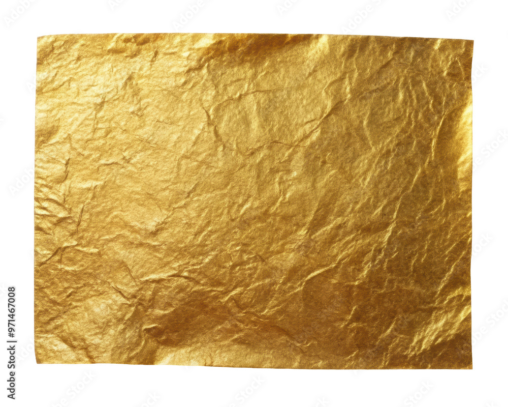 Poster crumpled gold foil texture with reflective shine, adding a metallic and luxurious element to creativ