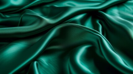 Abstract Emerald Green Silk Fabric Texture Background