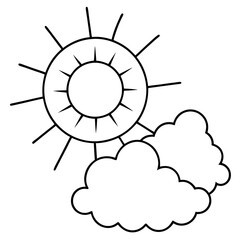 sun with clouds outline coloring book page line art drawing