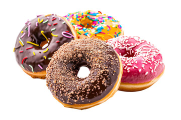 Classic donuts with chocolate icing isolated on transparent background