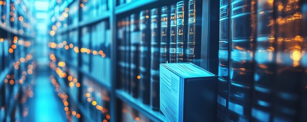 Document management system concept,  folder and document data banner. Generative AI.
