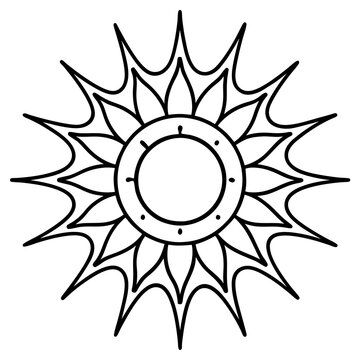 recommend clip art: sun with patterns outline coloring book page line art drawing