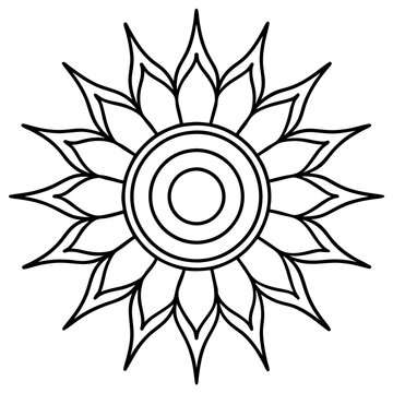 recommend clip art: sun with patterns outline coloring book page line art drawing