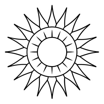 recommend clip art: sun with patterns outline coloring book page line art drawing