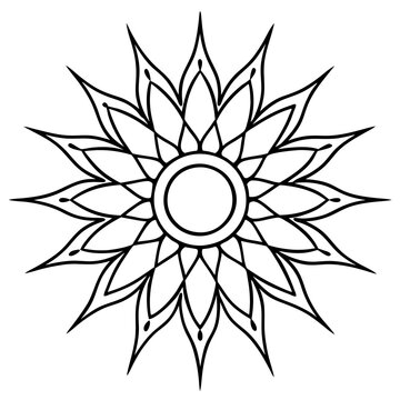 recommend clip art: sun with patterns outline coloring book page line art drawing