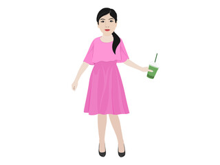 Farmer girl on a white background.