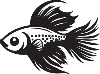 Fish icon black silhouette. Fisheries logo symbol