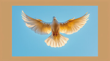 Fototapeta premium Golden dove soaring upwards for World Peace Day, September 21st