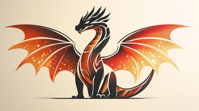 The powerful dragon showcases its colorful wings with grace and strength