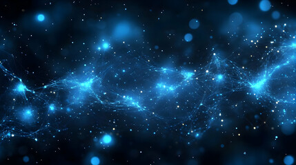 Fototapeta premium A cosmic abstract representation with glowing blue particles and interconnected lines.