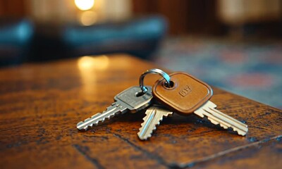 Keys on Wooden Table - Powered by Adobe