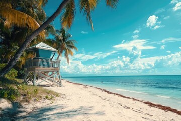 Beach with lifeguard tower