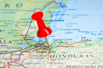 San Pedro Sula, Honduras pin on map