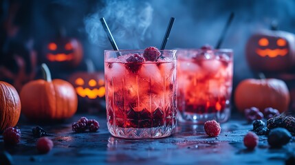 Eerie Halloween drinks featuring raspberries and smoky effects. Perfect for themed parties and...