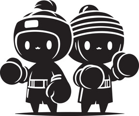 Two cartoons boxing, vector illustration.