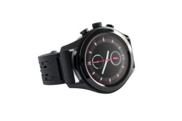Elegant hybrid smartwatch with a sleek interface and advanced wearable technology isolated on transparent background