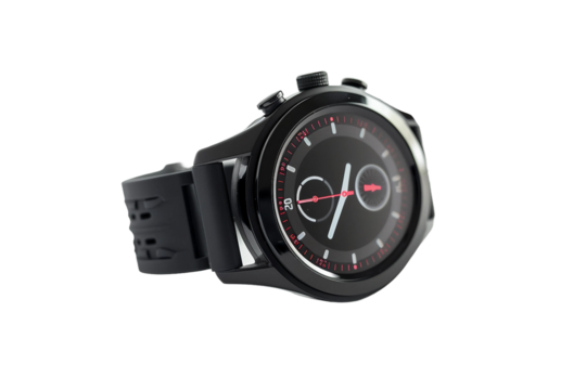 Elegant hybrid smartwatch with a sleek interface and advanced wearable technology isolated on transparent background - Powered by Adobe