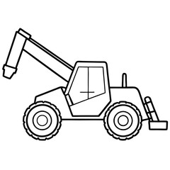 Naklejka premium telehandler machine outline coloring book page line art drawing