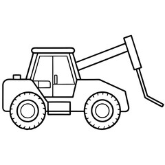 Naklejka premium telehandler machine outline coloring book page line art drawing