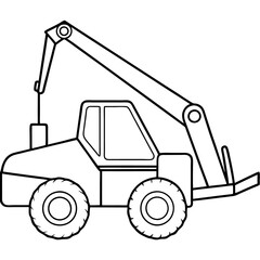 Fototapeta premium telehandler machine outline coloring book page line art drawing