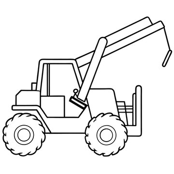 recommend clip art: telehandler machine outline coloring book page line art drawing