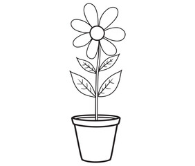 Flower in a pot cartoon flower illustration vector 
