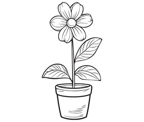 Flower in a pot cartoon flower illustration vector 