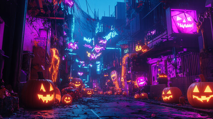 halloween pumpkins in the street