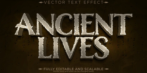 Ancient editable text effect, editable rock and stone text style © QuillArtistry