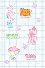 adorable hand drawn sticker set for journal element decoration