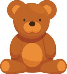 Adorable brown teddy bear sitting down, perfect for designs related to childhood, toys, and playfulness