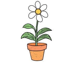 Flower in a pot cartoon flower illustration vector 